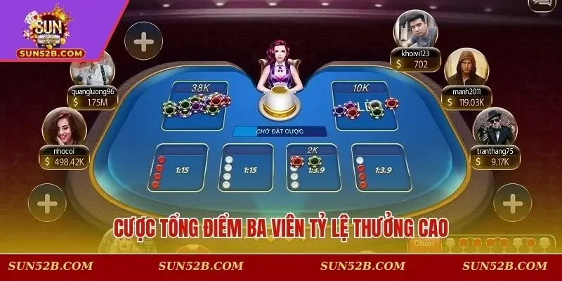 Cược tổng điểm ba viên tỷ lệ thưởng cao
